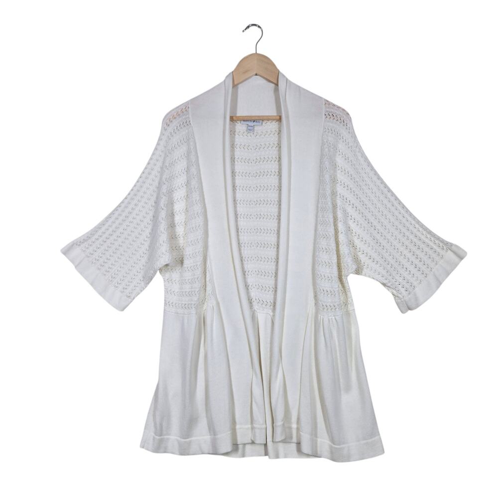 Cottagecore Ivory Pointelle Knit Cardigan 18/20W Peplum Romantic Soft Girl